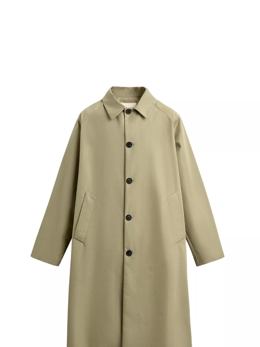 Zara Olive Green Women’s Single-Breasted Trench Coat